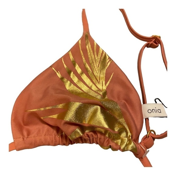 Onia Triangle Metallic Leaves Bikini Top NWOT - Picture 3 of 6